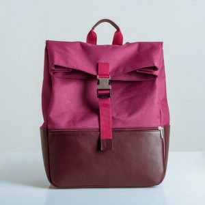 Large leather & canvas backpack
