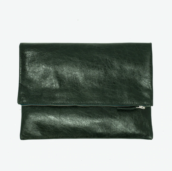 Una Vita foldover leather clutch
